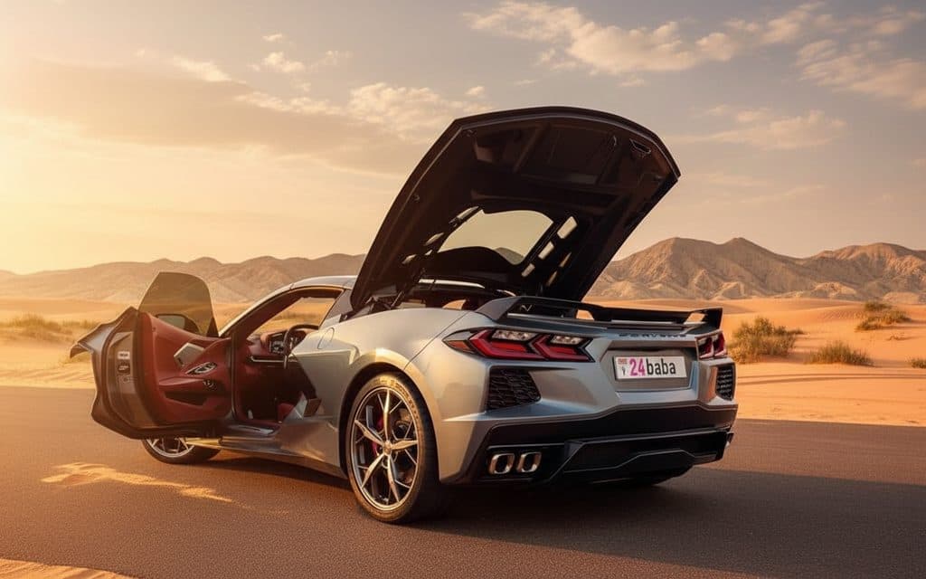 Chevrolet Corvette 2022 Silver rear view showing taillights