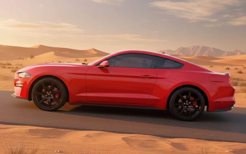Ford Mustang 2020 Red side profile – rental in Dubai