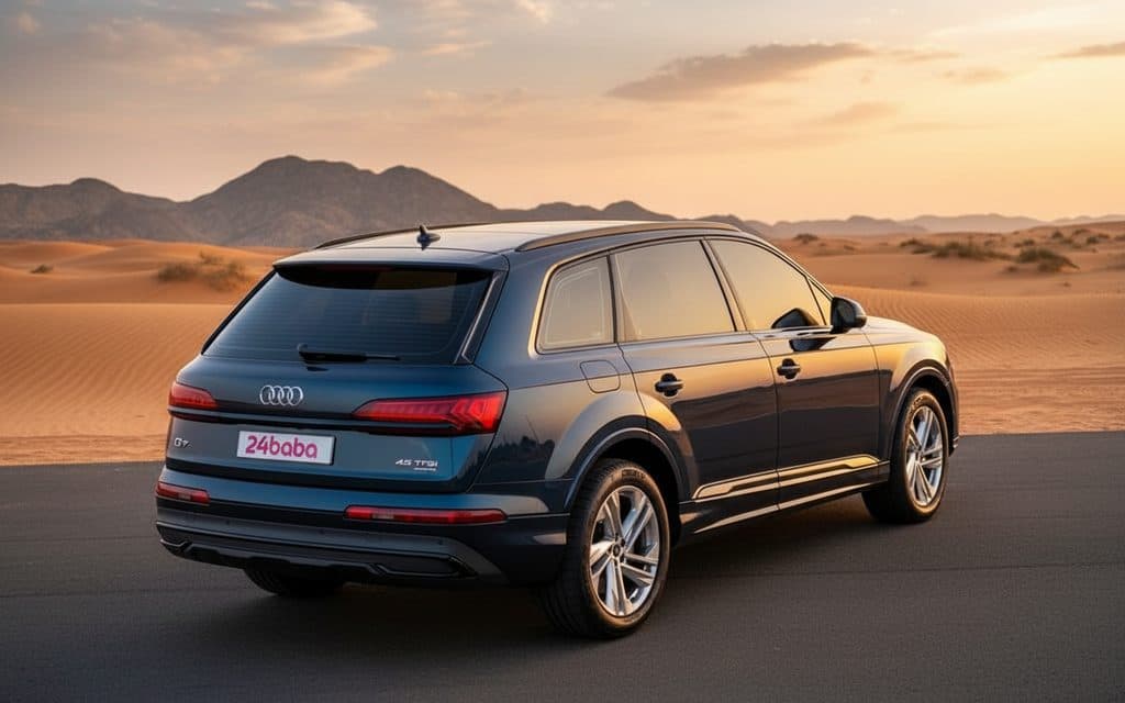 Audi Q7 2023 Blue rear view showing taillights