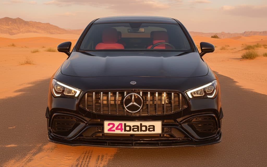 Mercedes Cla250 2023 Black front view with headlights
