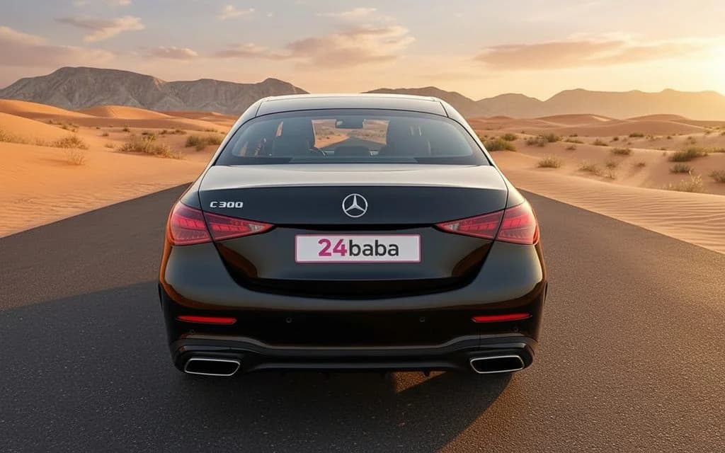 Mercedes C300 2024 Black rear view showing taillights