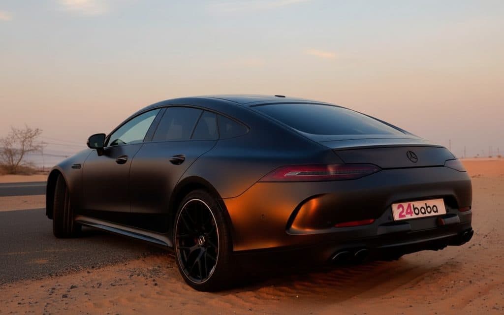 Mercedes Gt 2023 Black rear view showing taillights