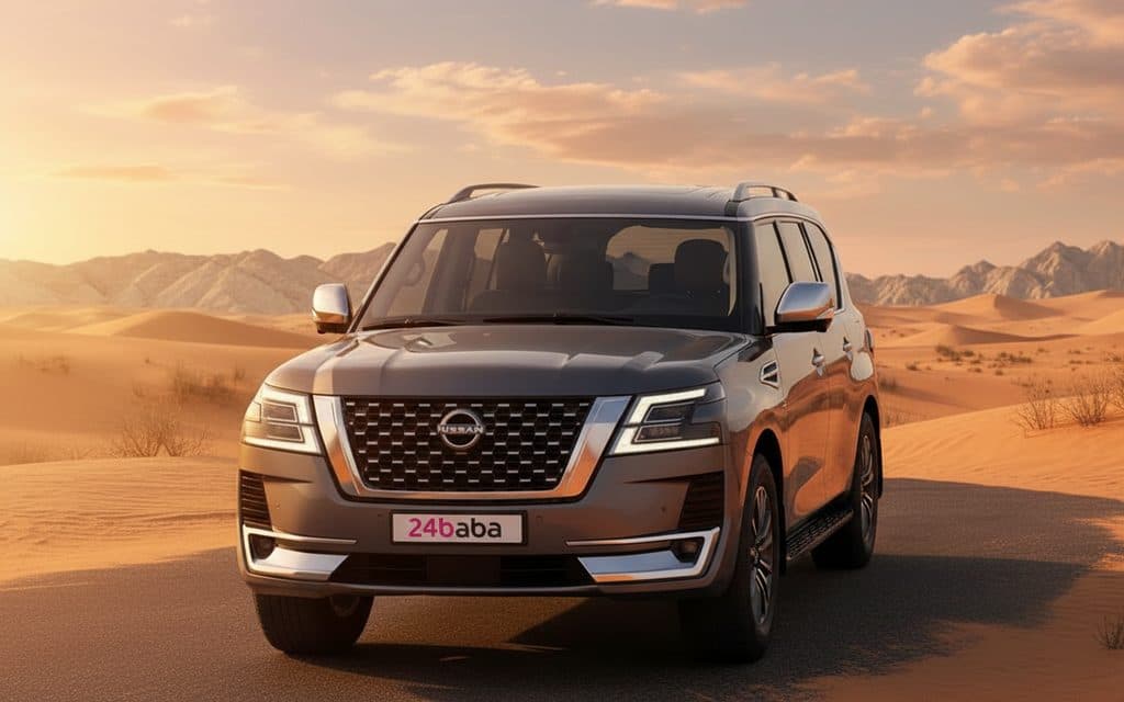 Nissan Patrol 2024 Black front view with headlights