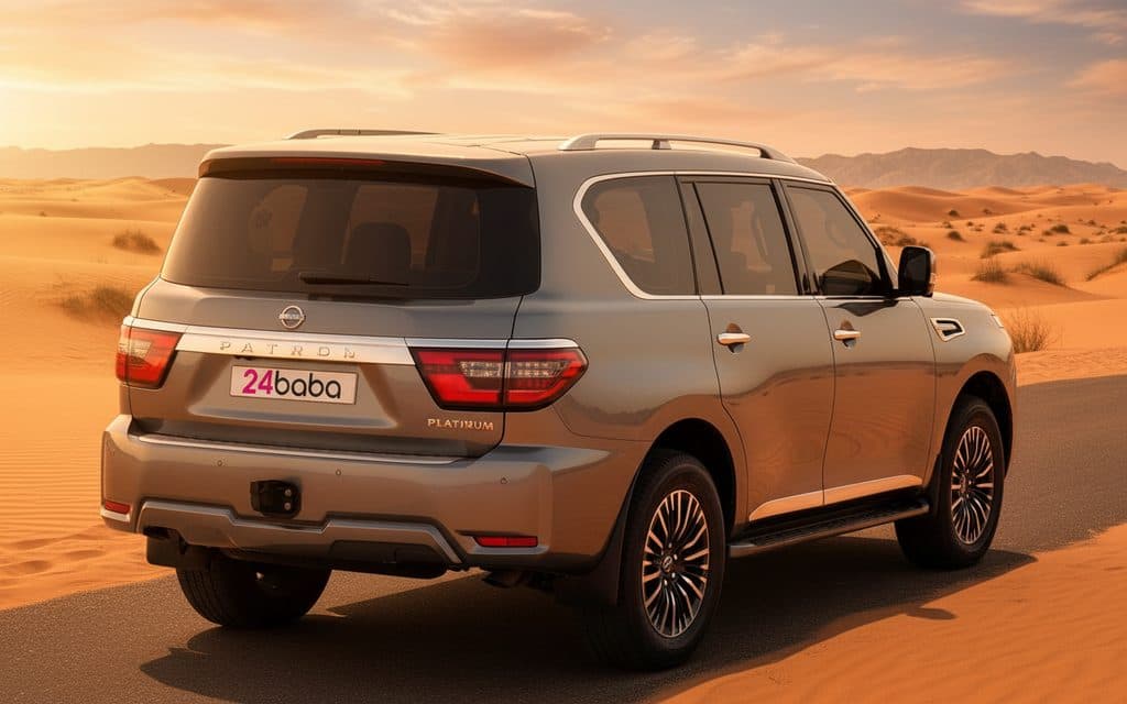Nissan Patrol 2024 Black rear view showing taillights