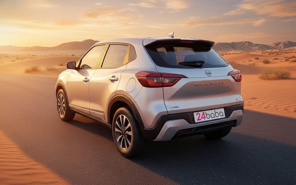 Nissan Magnite 2025 Grey rear view showing taillights