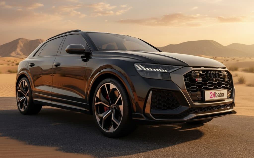 Audi RsQ8 2022 Black front view with headlights