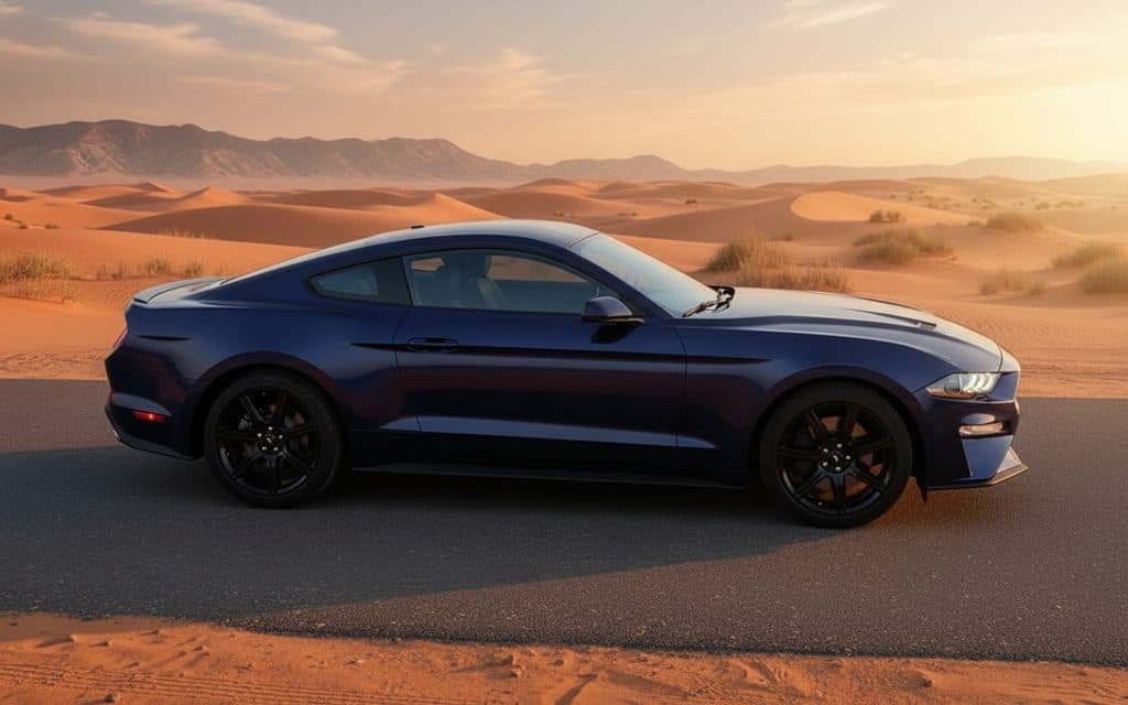 Ford Mustang 2020 Blue side profile – rental in Dubai Ford Mustang 2020 Blue side profile – rental in Dubai