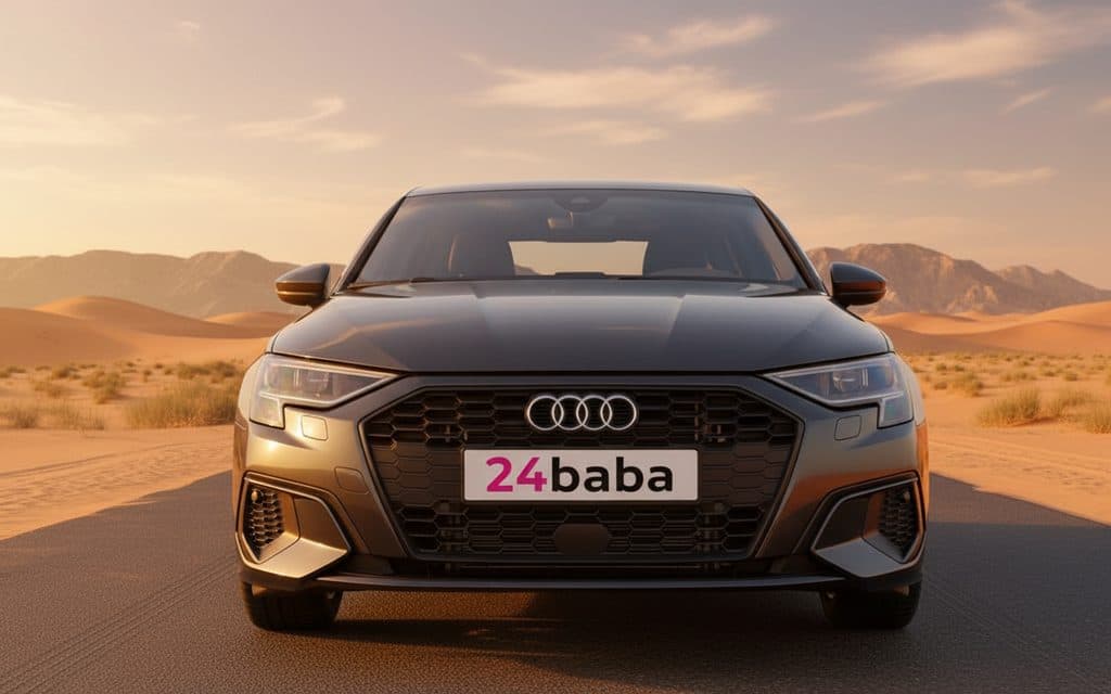 Audi A3 2022 Black front view with headlights