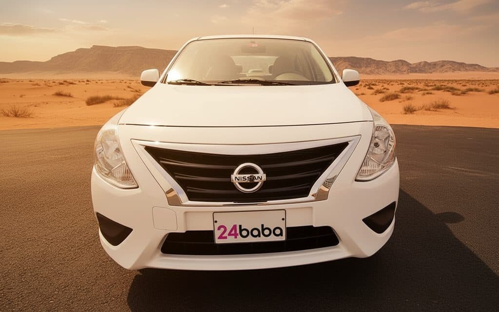 Nissan Sunny 2020 White front view with headlights