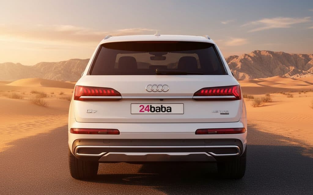 Audi Q7 2022 Blue rear view showing taillights