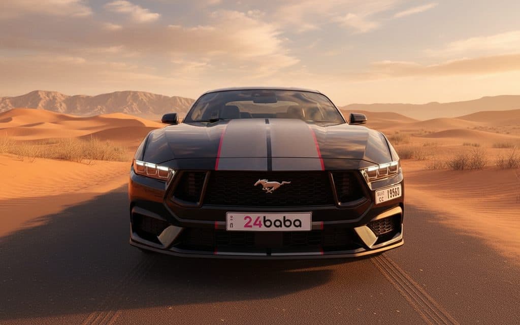 Ford Mustang 2024 Black cover image – rental in Dubai Ford Mustang 2024 Black cover image – rental in Dubai