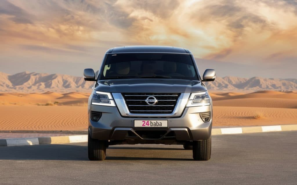 Nissan Patrol 2020 Grey front view with headlights