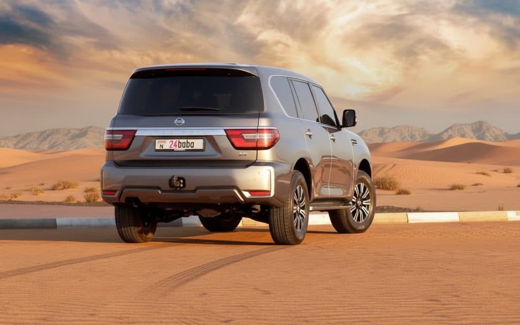 Nissan Patrol 2020 Grey rear view showing taillights