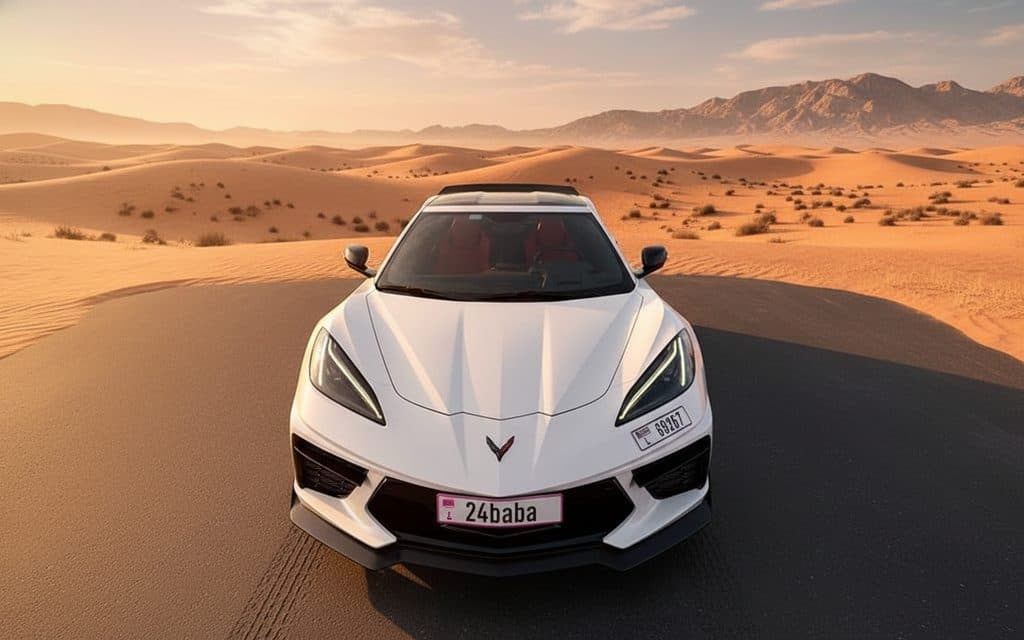 Chevrolet Corvette 2023 White front view with headlights