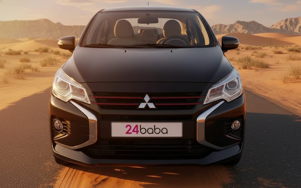 Mitsubishi Attrage 2024 Black front view with headlights