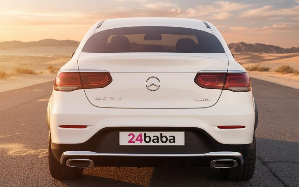 Mercedes Glc200 2023 White rear view showing taillights