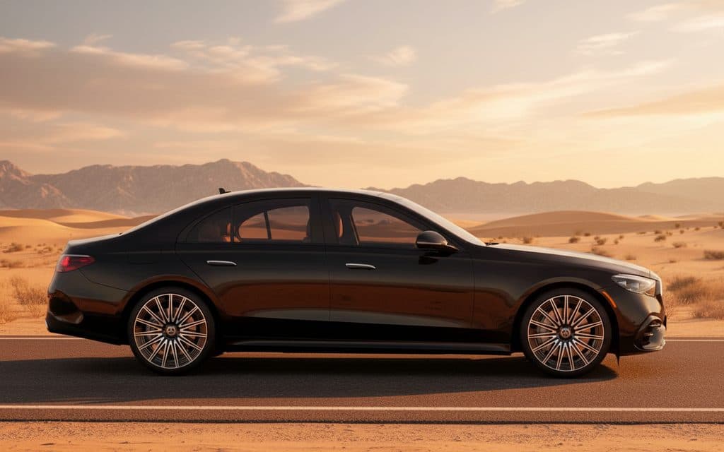 Mercedes E200 2025 Black side profile