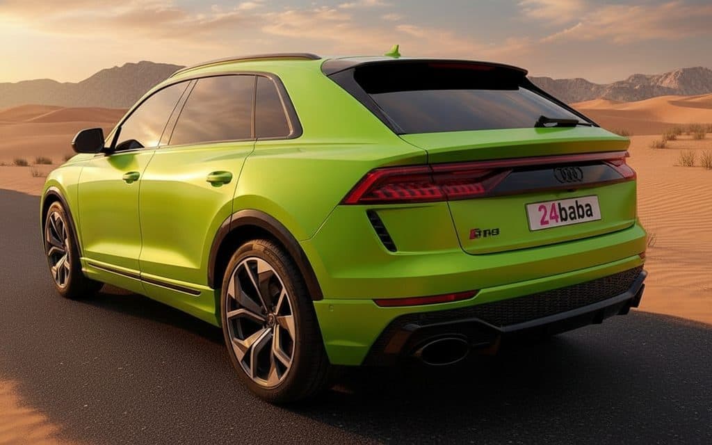 Audi Q8 2022 Green rear view showing taillights