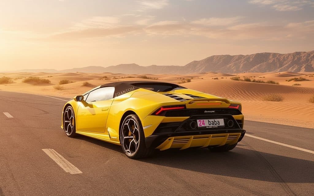 Lamborghini Huracan 2022 Yellow rear view showing taillights