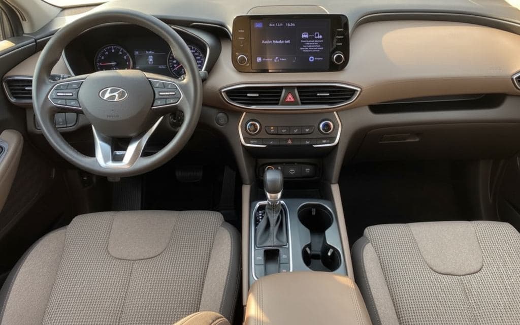 Hyundai SantaFe 2022 interior view showing trim – rental in Dubai
