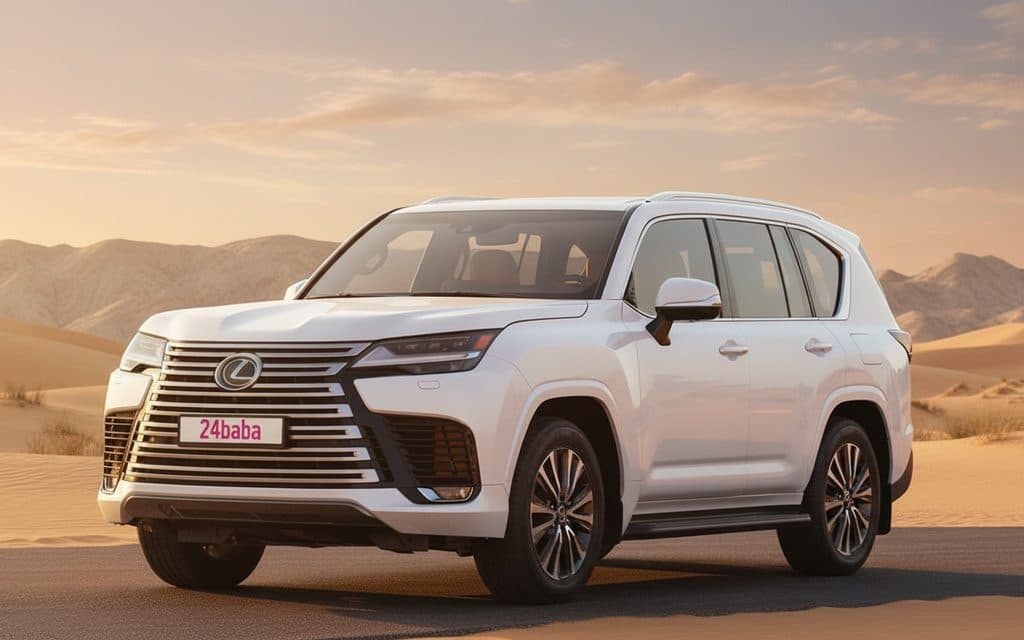 Lexus Lx 2023 White front view with headlights