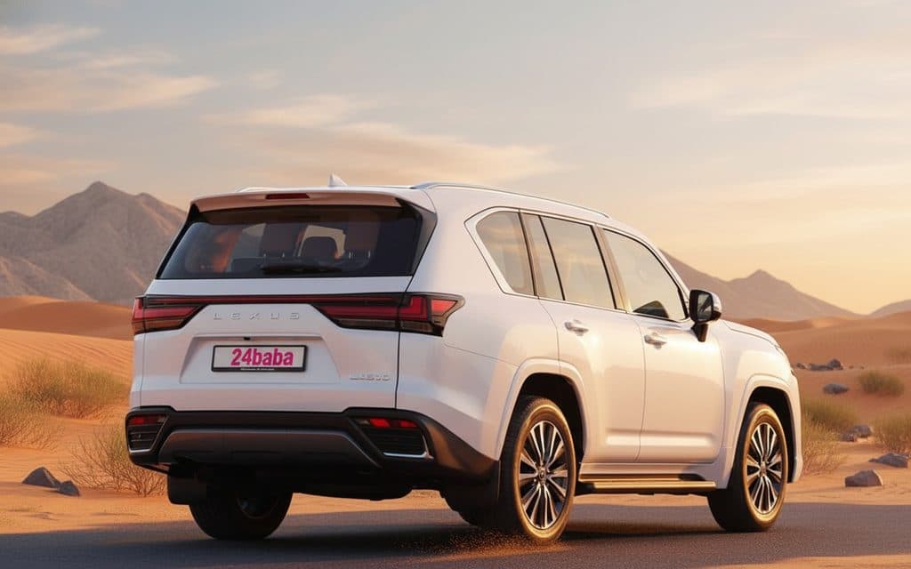 Lexus Lx 2023 White rear view showing taillights