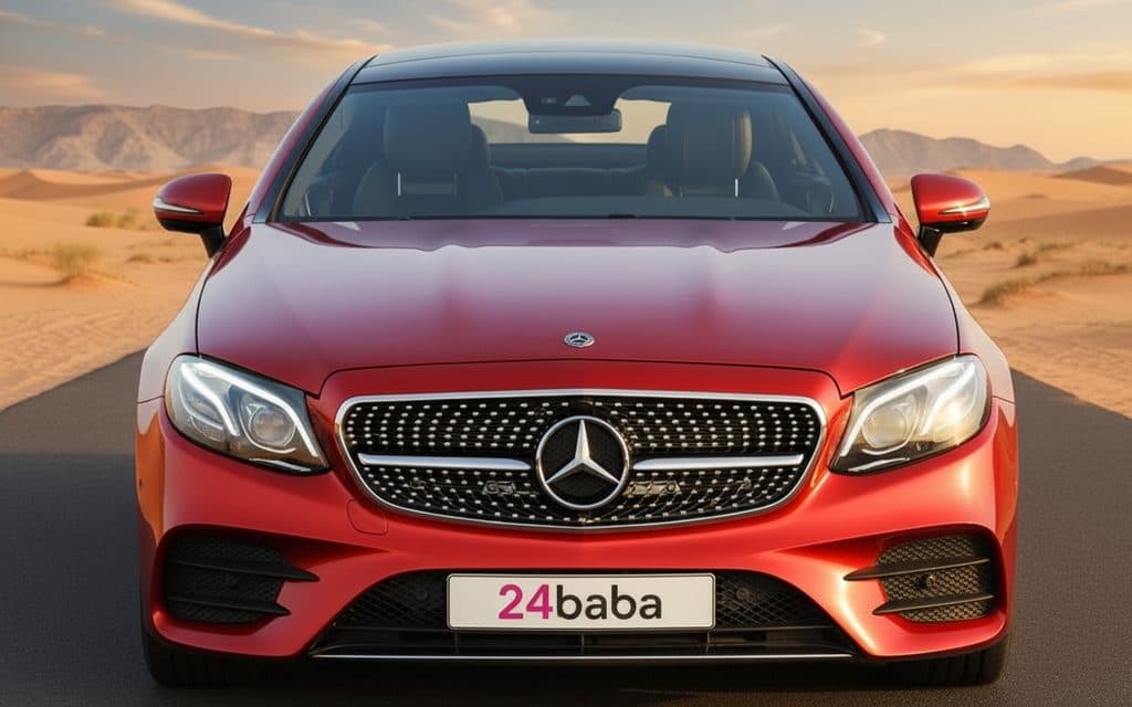 Mercedes E400 2020 Red front view with headlights