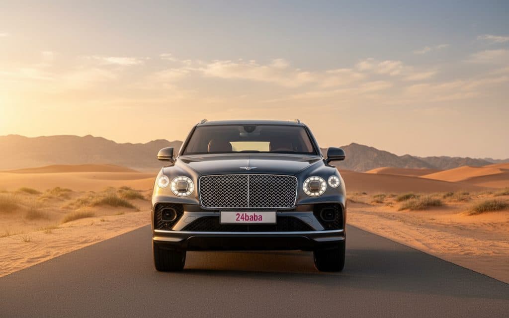 Bentley Bentayga 2023 Black front view with headlights