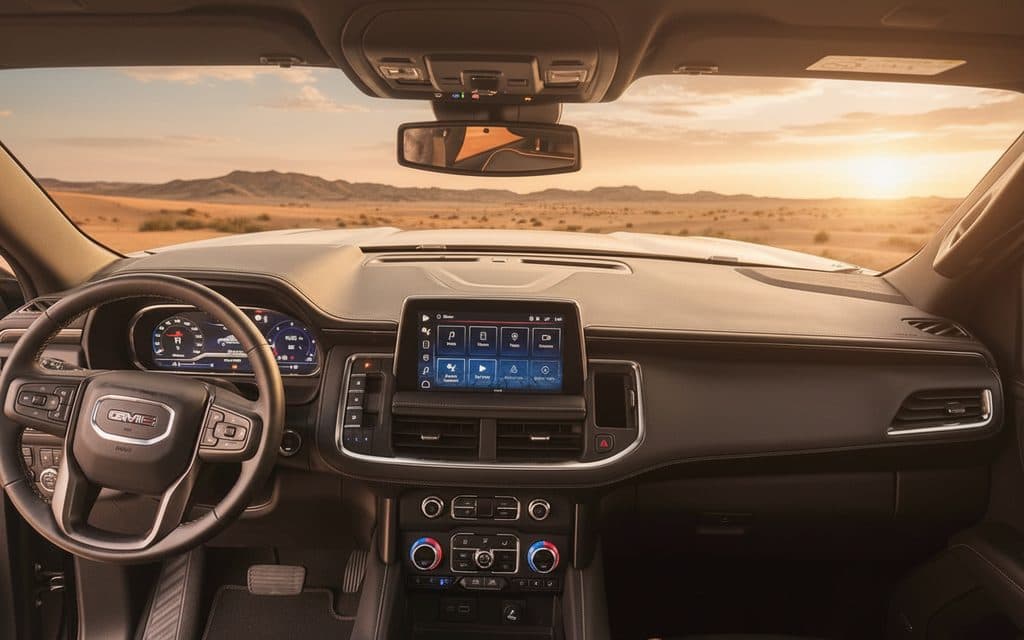 Gmc Yukon 2023 interior view showing trim – rental in Dubai