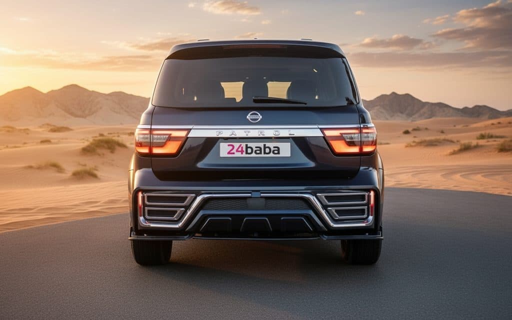 Nissan Patrol 2021 Blue rear view showing taillights