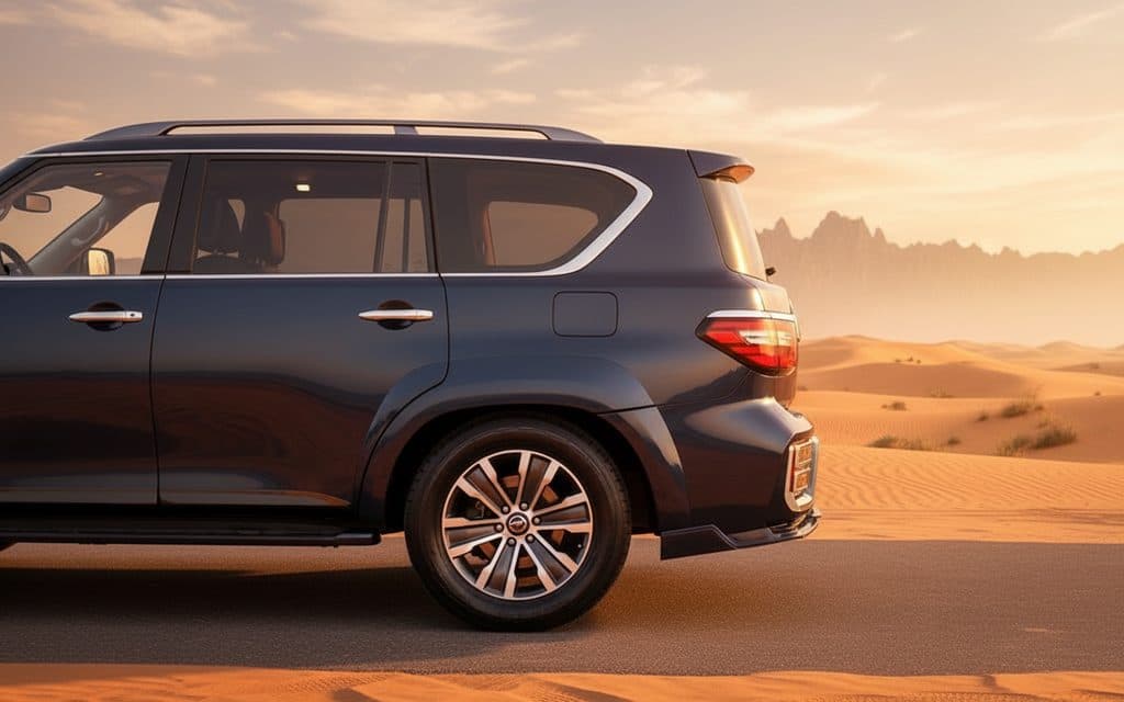 Nissan Patrol 2021 alloy wheel close up - rental in Dubai