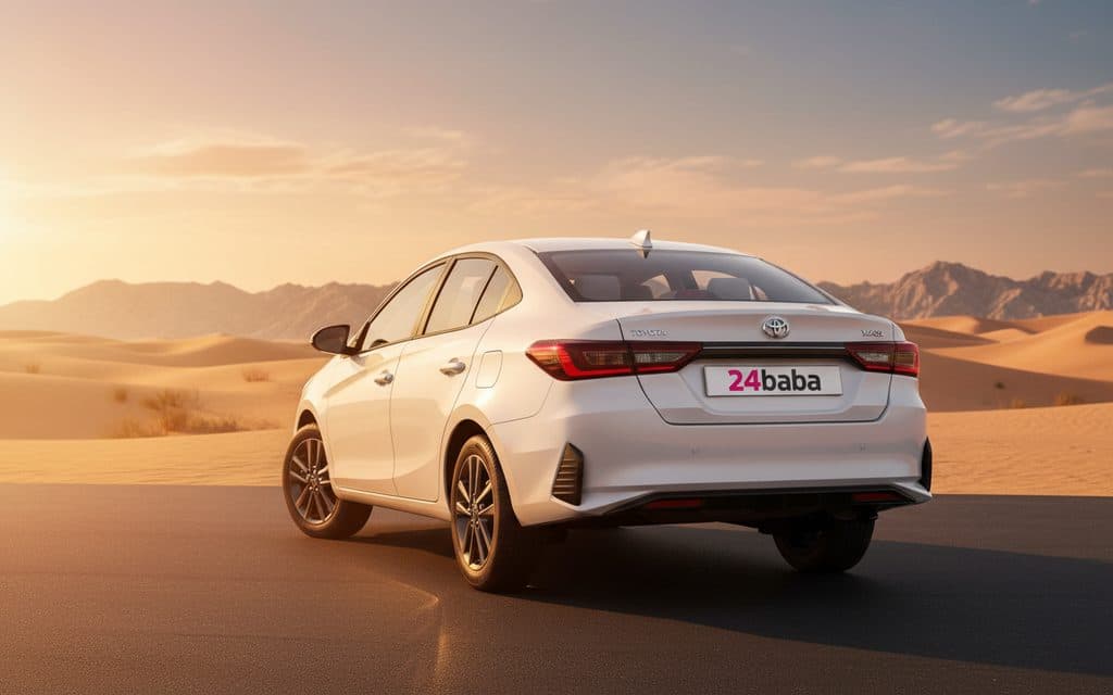 Toyota Yaris 2022 White rear view showing taillights