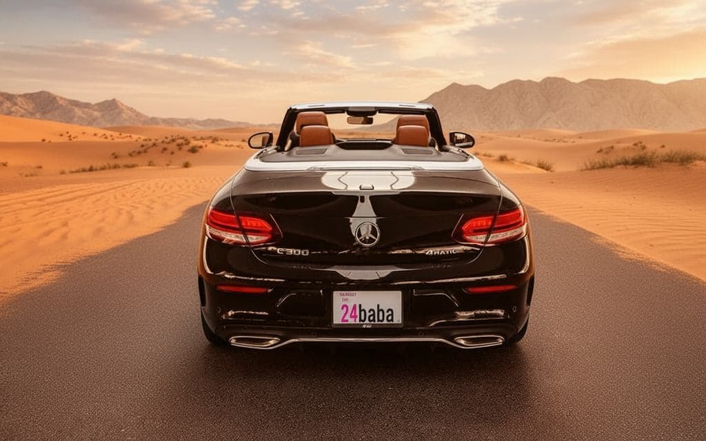 Mercedes C300 2023 Black rear view showing taillights