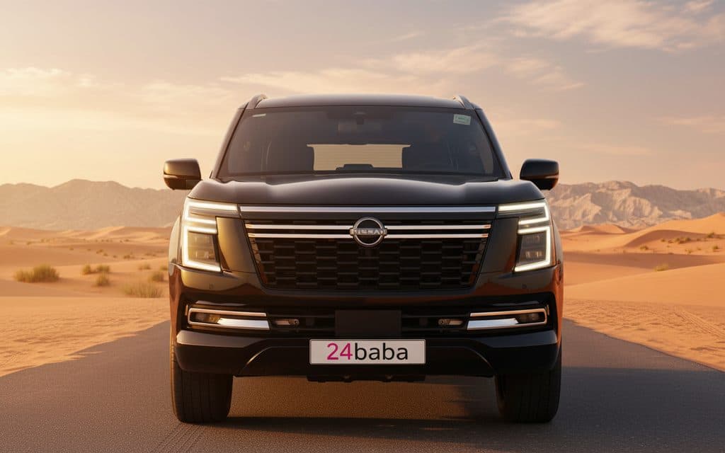 Nissan Patrol 2025 Black front view with headlights