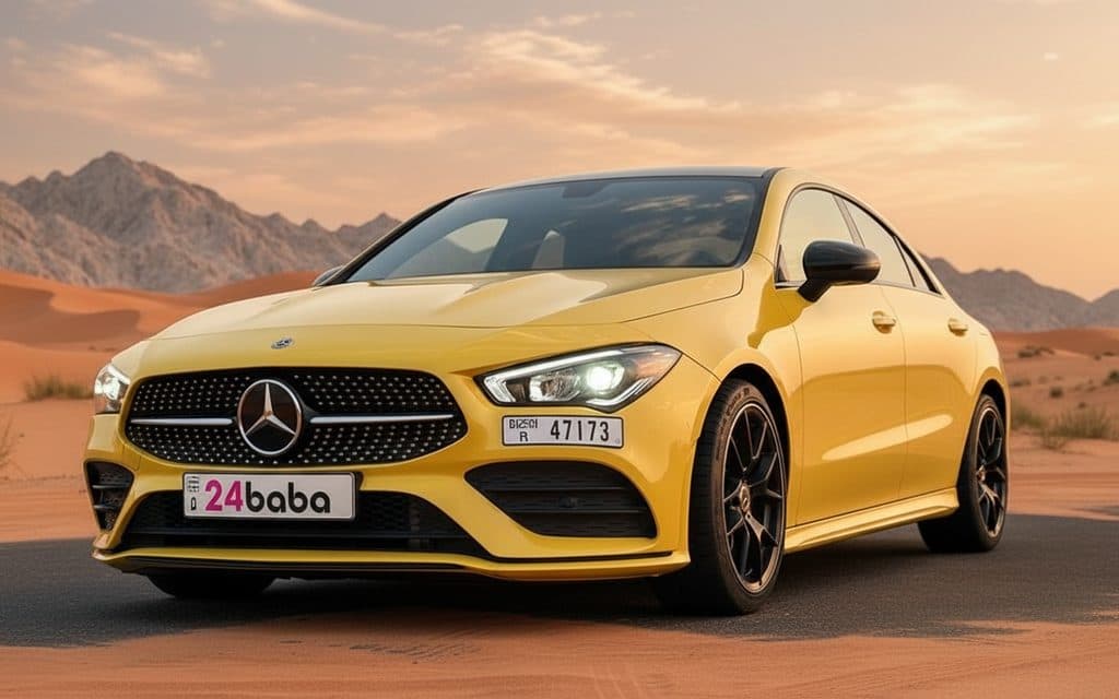 Hire Mercedes Cla250 2022 Yellow in dubai