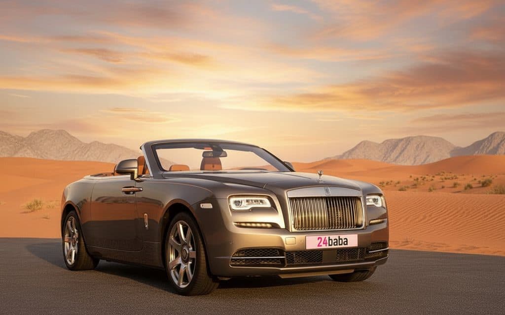 Rolls-Royce Dawn 2025 Gold front view with headlights