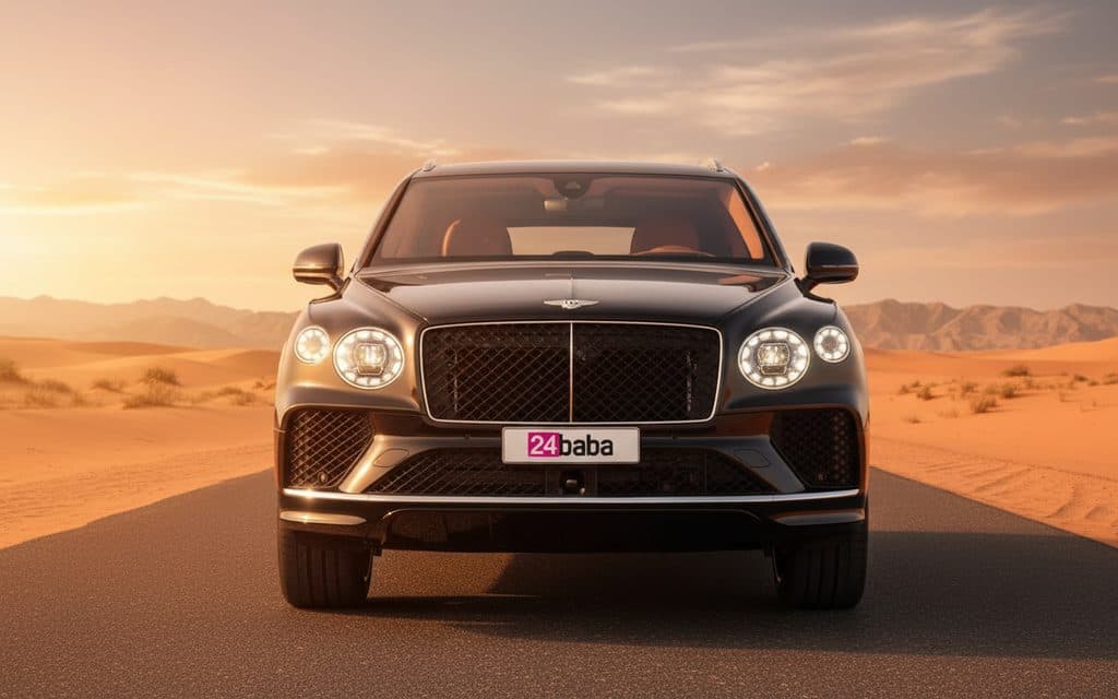 Bentley Bentayga 2024 Black front view with headlights