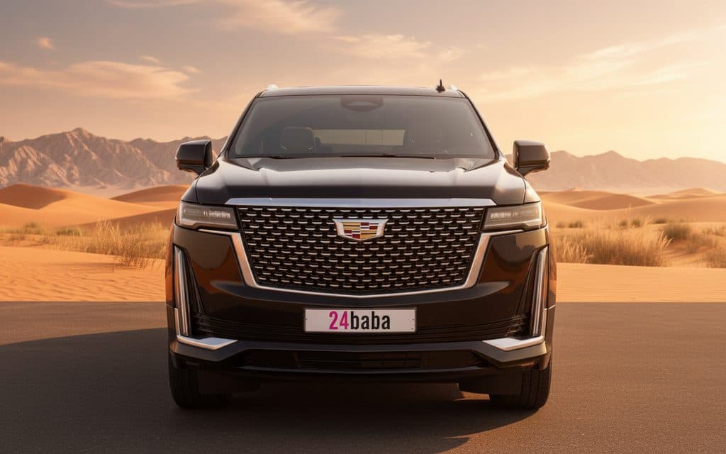 Cadillac Escalade 2023 Black front view with headlights