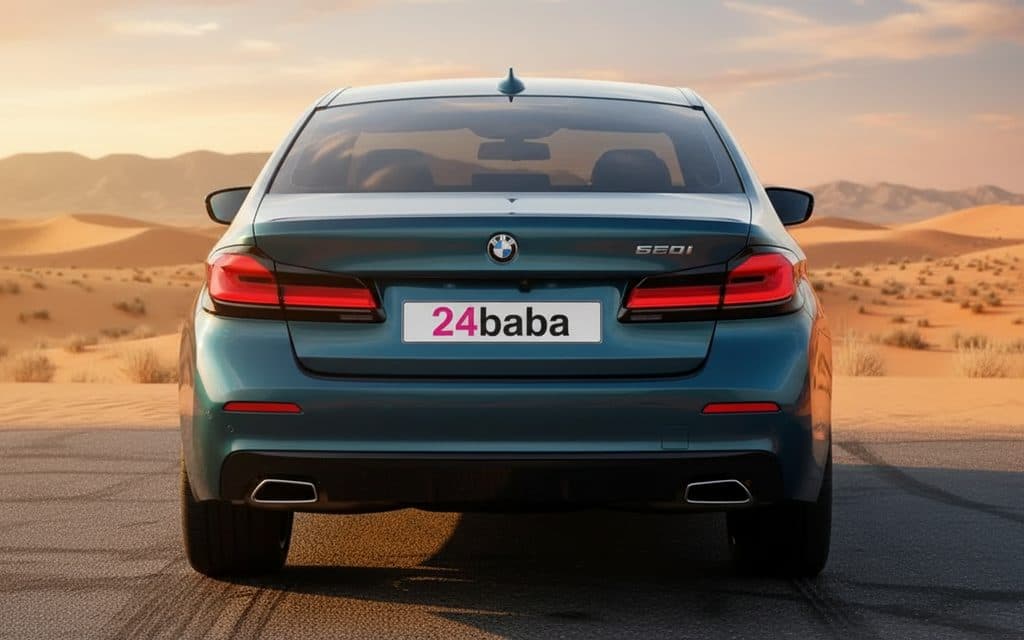 Bmw 520 2023 Blue rear view showing taillights