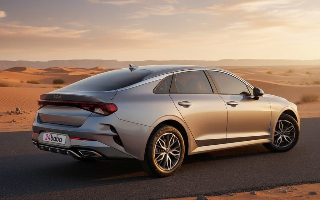 Kia K5 2022 Grey rear view showing taillights