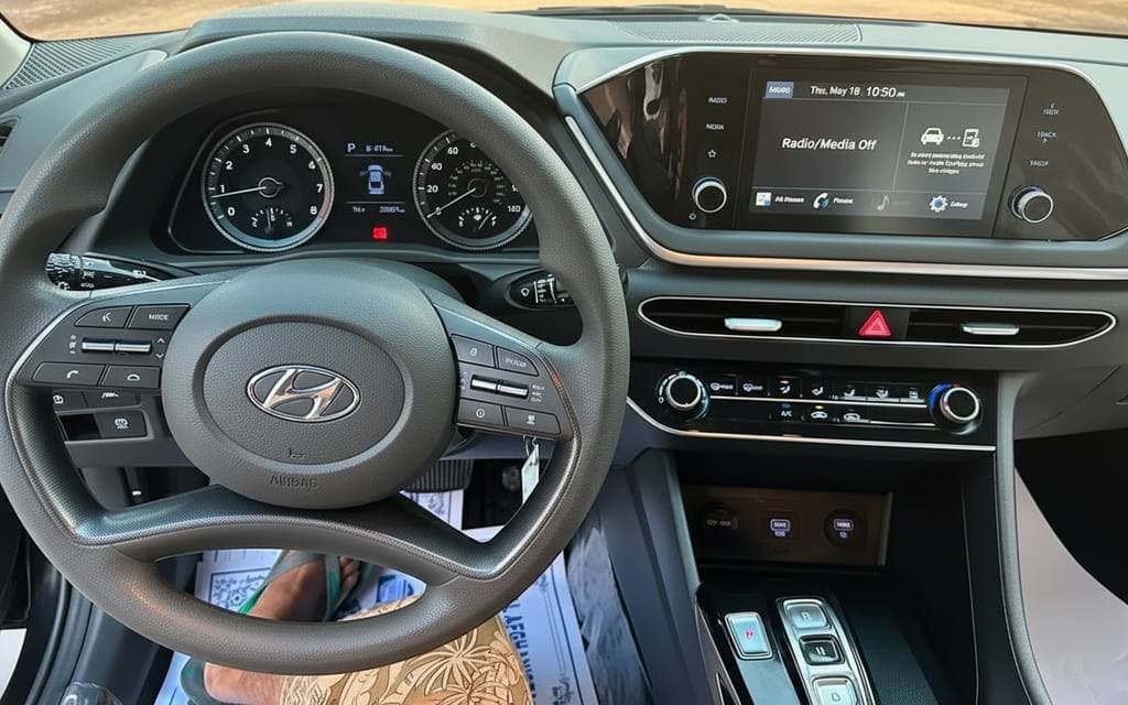 Hyundai Sonata 2022 interior view showing trim – rental in Dubai Hyundai Sonata 2022 interior view showing trim – rental in Dubai