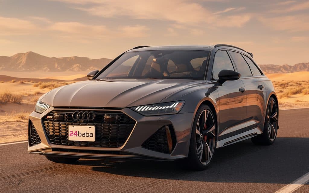 Audi Rs6 2022 Grey front view with headlights