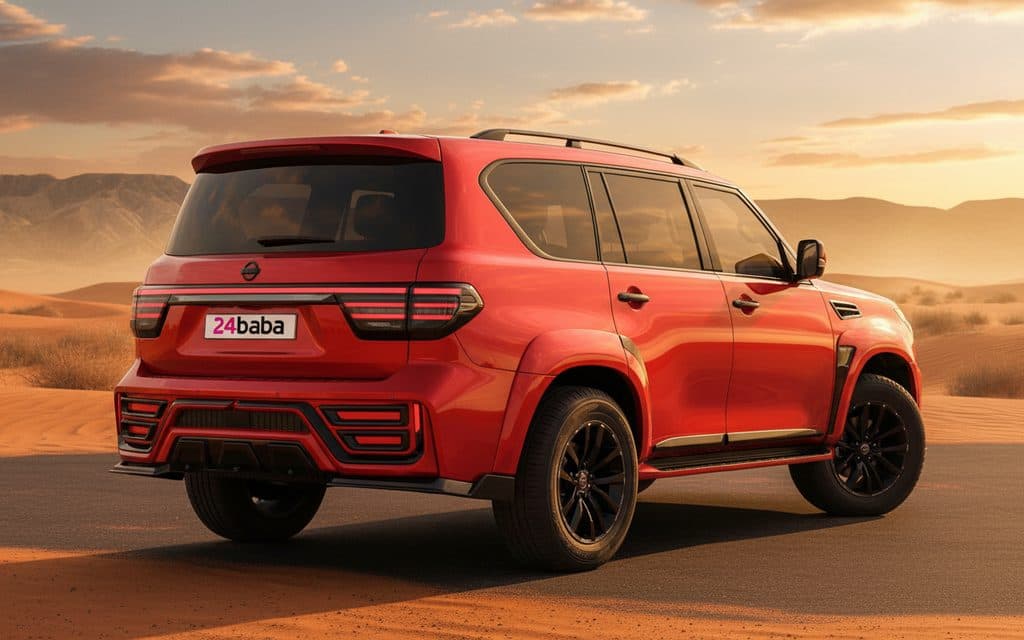 Nissan Patrol 2025 Red rear view showing taillights