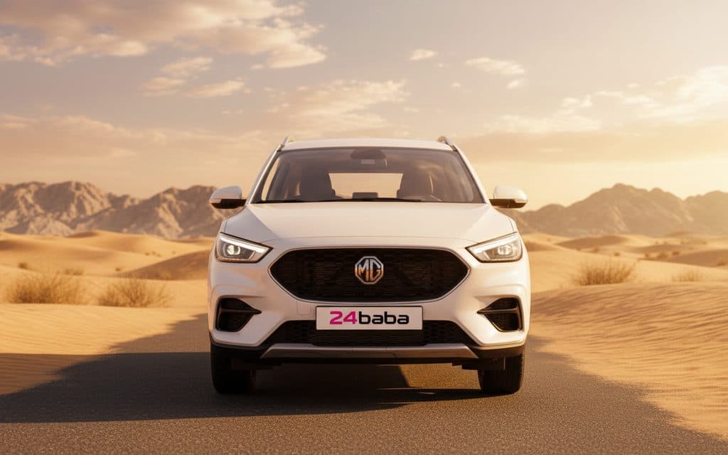 Mg Zs 2024 White front view with headlights