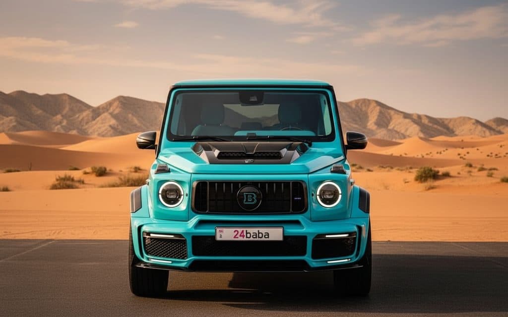 Mercedes G900 2024 Blue front view with headlights