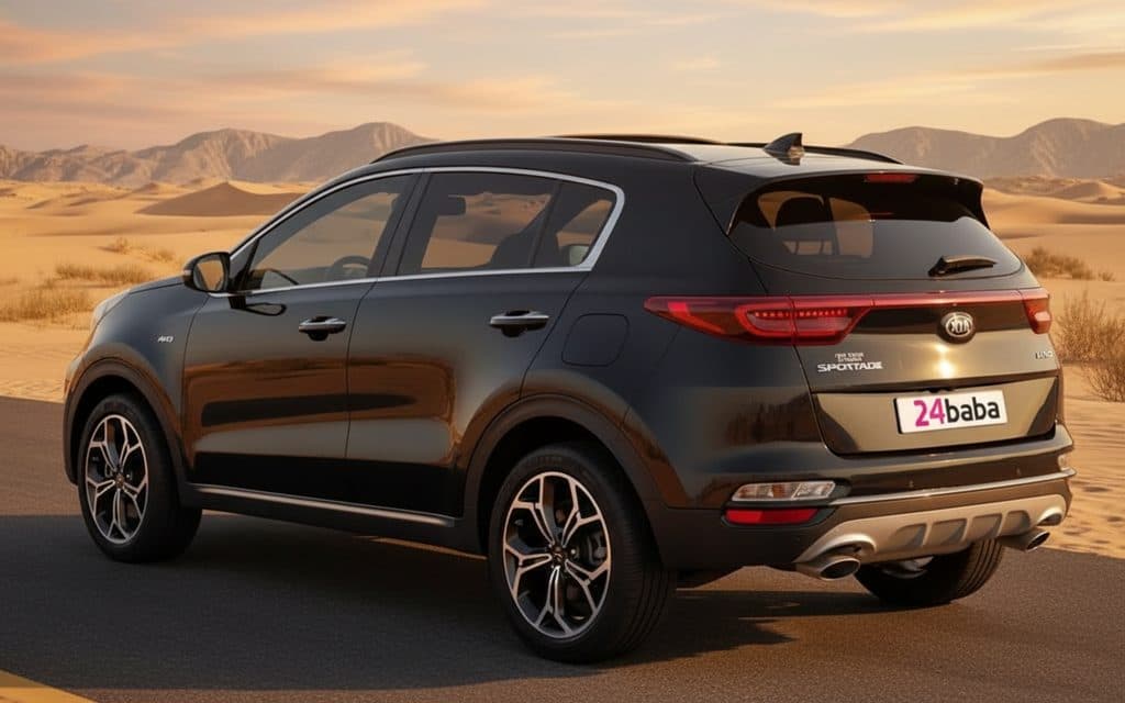 Kia Sportage 2022 Black rear view showing taillights