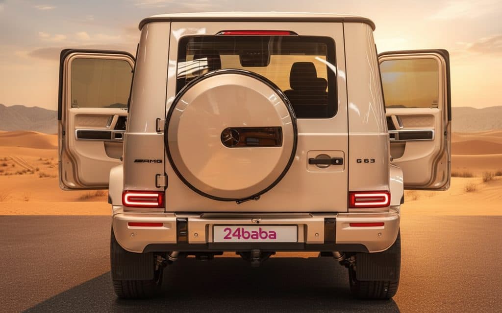 Mercedes G63 2025 Beige rear view showing taillights