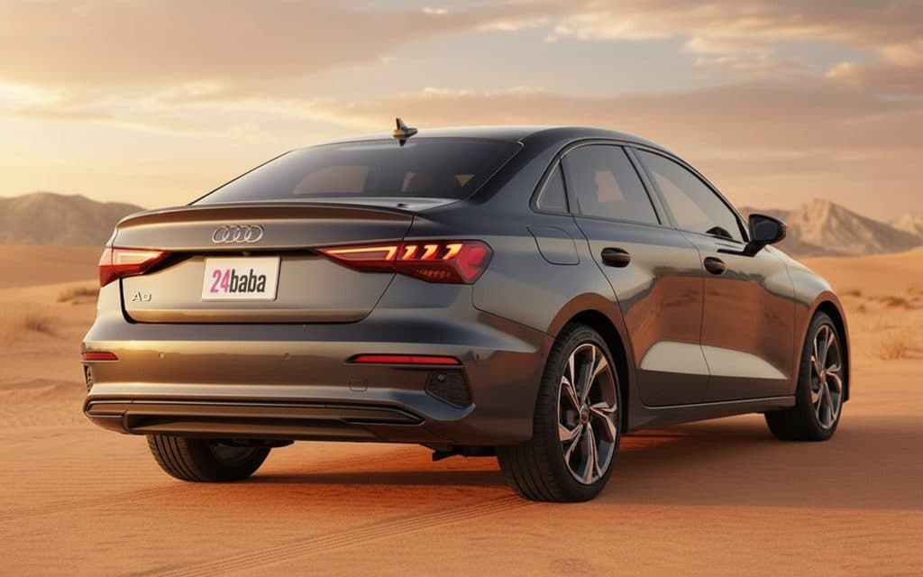 Audi A3 2023 Black rear view showing taillights