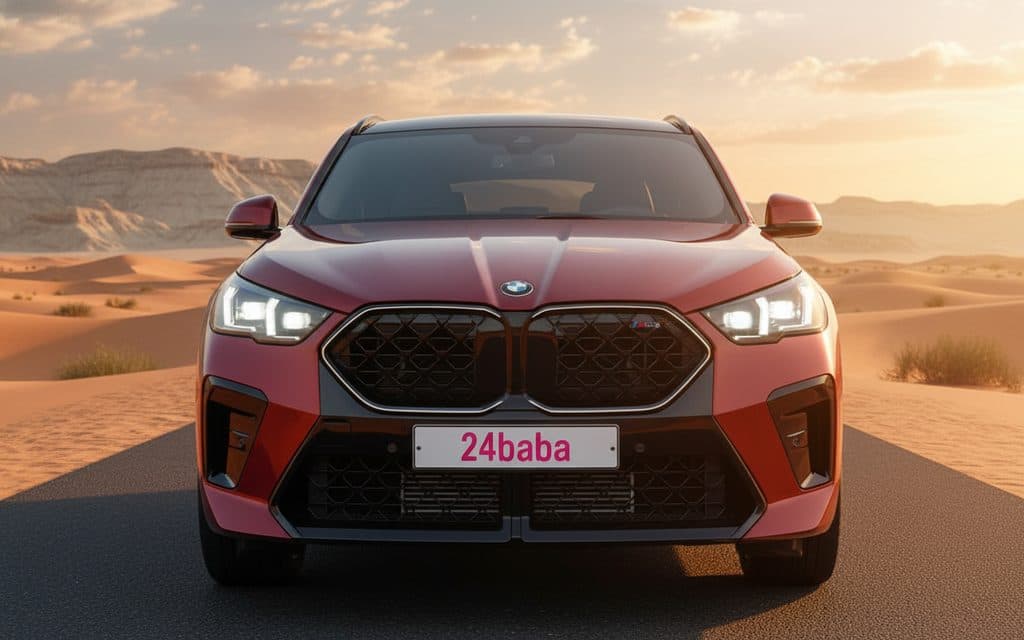 Bmw X2 2024 Red front view with headlights