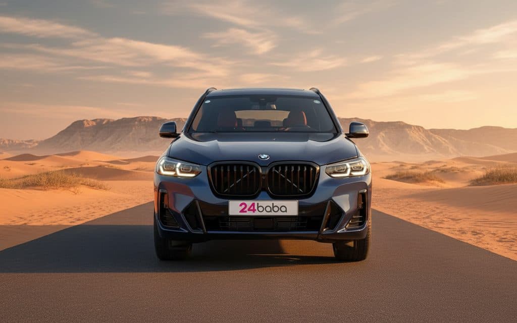 Bmw X3 2024 Blue front view with headlights